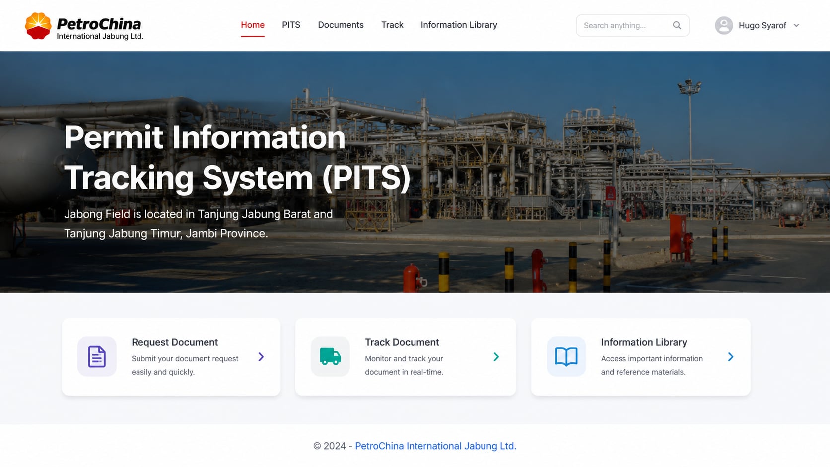 PetroChina permit information tracking interface